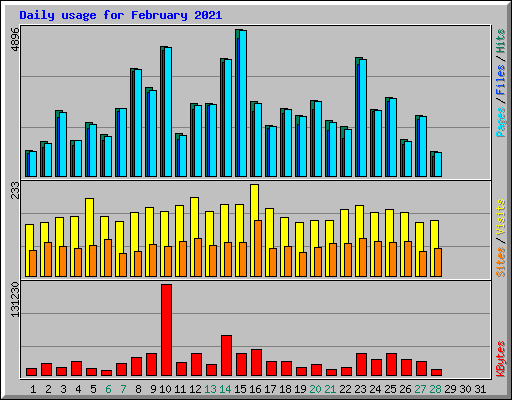 Daily usage for February 2021