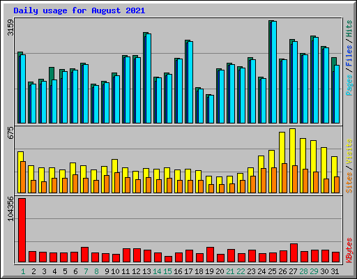 Daily usage for August 2021