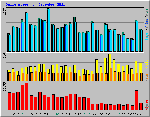 Daily usage for December 2021