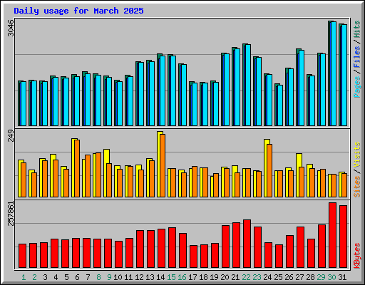 Daily usage for March 2025